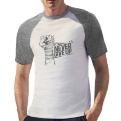 Never Give Up t-shirt bicolor personalizzata uomo digitalshirt grigia