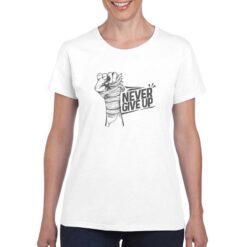 Never Give Up t-shirt personalizzata donna digitalshirt bianco
