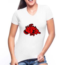 Dont give up t-shirt scollo a v personalizzata donna digitalshirt bianca