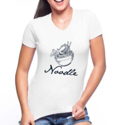 Noodle t-shirt scollo a v personalizzata donna digitalshirt bianca
