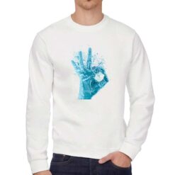 Ok Mano felpa senza cappuccio personalizzata uomo digitalshirt bianca