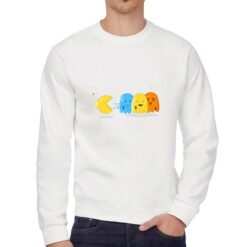 Pacman felpa senza cappuccio personalizzata uomo digitalshirt bianca