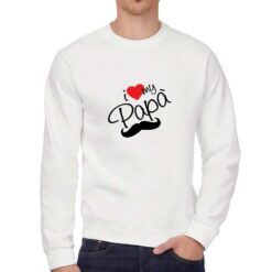 Papà Baffo felpa senza cappuccio personalizzata uomo digitalshirt bianca