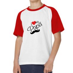 Papà Baffo t-shirt bicolor personalizzata bambino digitalshirt rossa