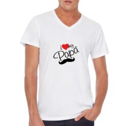 Papà Baffo t-shirt scollo a v personalizzata uomo digitalshirt bianca