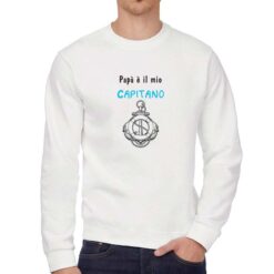 Papà Capitano felpa senza cappuccio personalizzata uomo digitalshirt bianca