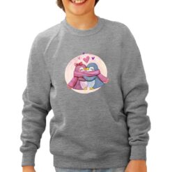 Pinguini Innamorati felpa senza cappuccio personalizzata bambino digitalshirt grigia