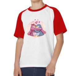 Pinguini Innamorati t-shirt bicolor personalizzata bambino digitalshirt rossa