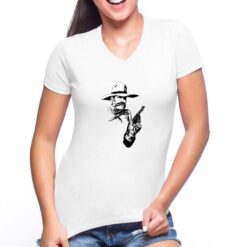 Pistolero t-shirt scollo a v personalizzata donna digitalshirt bianca