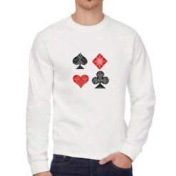 Poker felpa senza cappuccio personalizzata uomo digitalshirt bianca