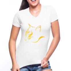 Profilo Gatto t-shirt scollo a v personalizzata donna digitalshirt bianca