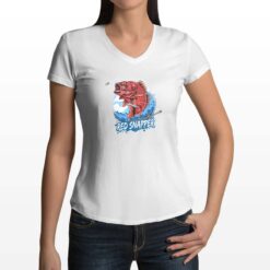 Red Snapper t-shirt scollo a v personalizzata donna digitalshirt bianca