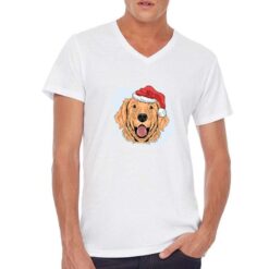 Retriver Natale t-shirt scollo a v personalizzata uomo digitalshirt bianca