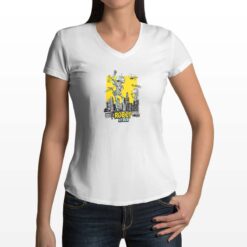 Robot Attack  t-shirt scollo a v personalizzata donna digitalshirt bianca