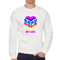 Rock My Life felpa senza cappuccio personalizzata uomo digitalshirt bianca