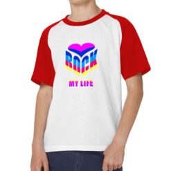 Rock My Life t-shirt bicolor personalizzata bambino digitalshirt rossa