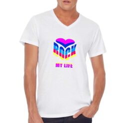Rock My Life t-shirt scollo a v personalizzata uomo digitalshirt bianca