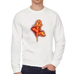Rosa Infuocata felpa senza cappuccio personalizzata uomo digitalshirt bianca