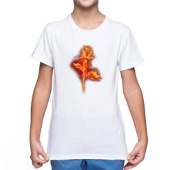 Rosa Infuocata t-shirt personalizzata bambino digitalshirt bianca