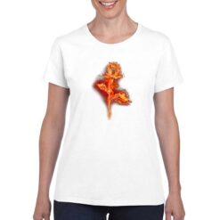 Rosa Infuocata t-shirt personalizzata donna digitalshirt bianco