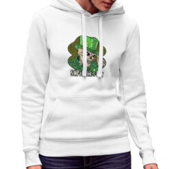 Scheletro San Patrizio felpa con cappuccio personalizzata donna digitalshirt bianca.jpg