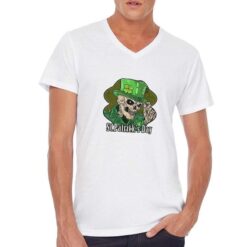 Scheletro San Patrizio t-shirt scollo a v personalizzata uomo digitalshirt bianca