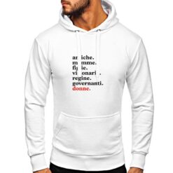 Scritte alineate ITA felpa con cappuccio personalizzata uomo digitalshirt bianca