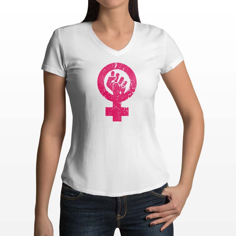 T-Shirt Donna collo a V "Simbolo Femminista" - DIGITAL SHIRT
