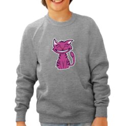 Smile Felino felpa senza cappuccio personalizzata bambino digitalshirt grigia