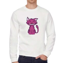 Smile Felino felpa senza cappuccio personalizzata uomo digitalshirt bianca