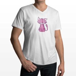 Smile Felino t-shirt scollo a v personalizzata uomo digitalshirt bianca