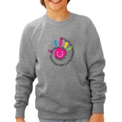 Sorriso felpa senza cappuccio personalizzata bambino digitalshirt grigia