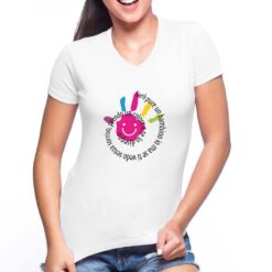 Sorriso t-shirt scollo a v personalizzata donna digitalshirt bianca