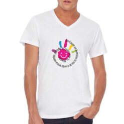 Sorriso t-shirt scollo a v personalizzata uomo digitalshirt bianca