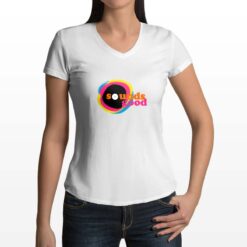 Sounds Good t-shirt scollo a v personalizzata donna digitalshirt bianca