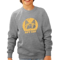 Spt Cat felpa senza cappuccio personalizzata bambino digitalshirt grigia