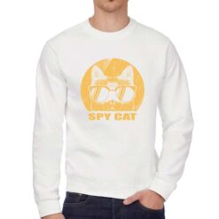 Spt Cat felpa senza cappuccio personalizzata uomo digitalshirt bianca