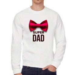 Super Papà Papilion felpa senza cappuccio personalizzata uomo digitalshirt bianca