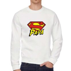 Super Papà felpa senza cappuccio personalizzata uomo digitalshirt bianca