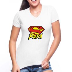 Super Papà t-shirt scollo a v personalizzata donna digitalshirt bianca