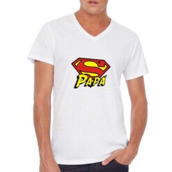 Super Papà t-shirt scollo a v personalizzata uomo digitalshirt bianca