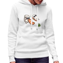 Sushi felpa con cappuccio personalizzata donna digitalshirt bianca.jpg
