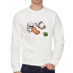 Sushi felpa senza cappuccio personalizzata uomo digitalshirt bianca