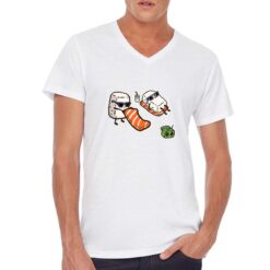 Sushi t-shirt scollo a v personalizzata uomo digitalshirt bianca