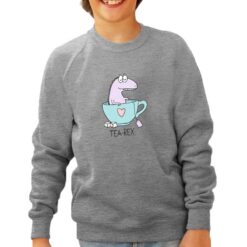 Tea Rex felpa senza cappuccio personalizzata bambino digitalshirt grigia