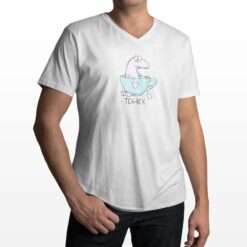 Tea Rex t-shirt scollo a v personalizzata uomo digitalshirt bianca