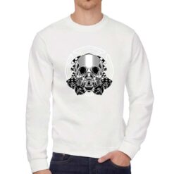 Teschio BN felpa senza cappuccio personalizzata uomo digitalshirt bianca