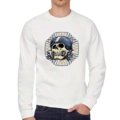 Teschio con Croce felpa senza cappuccio personalizzata uomo digitalshirt bianca