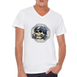 Teschio con Croce t-shirt scollo a v personalizzata uomo digitalshirt bianca