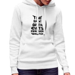 Time Cats felpa con cappuccio personalizzata donna digitalshirt bianca.jpg